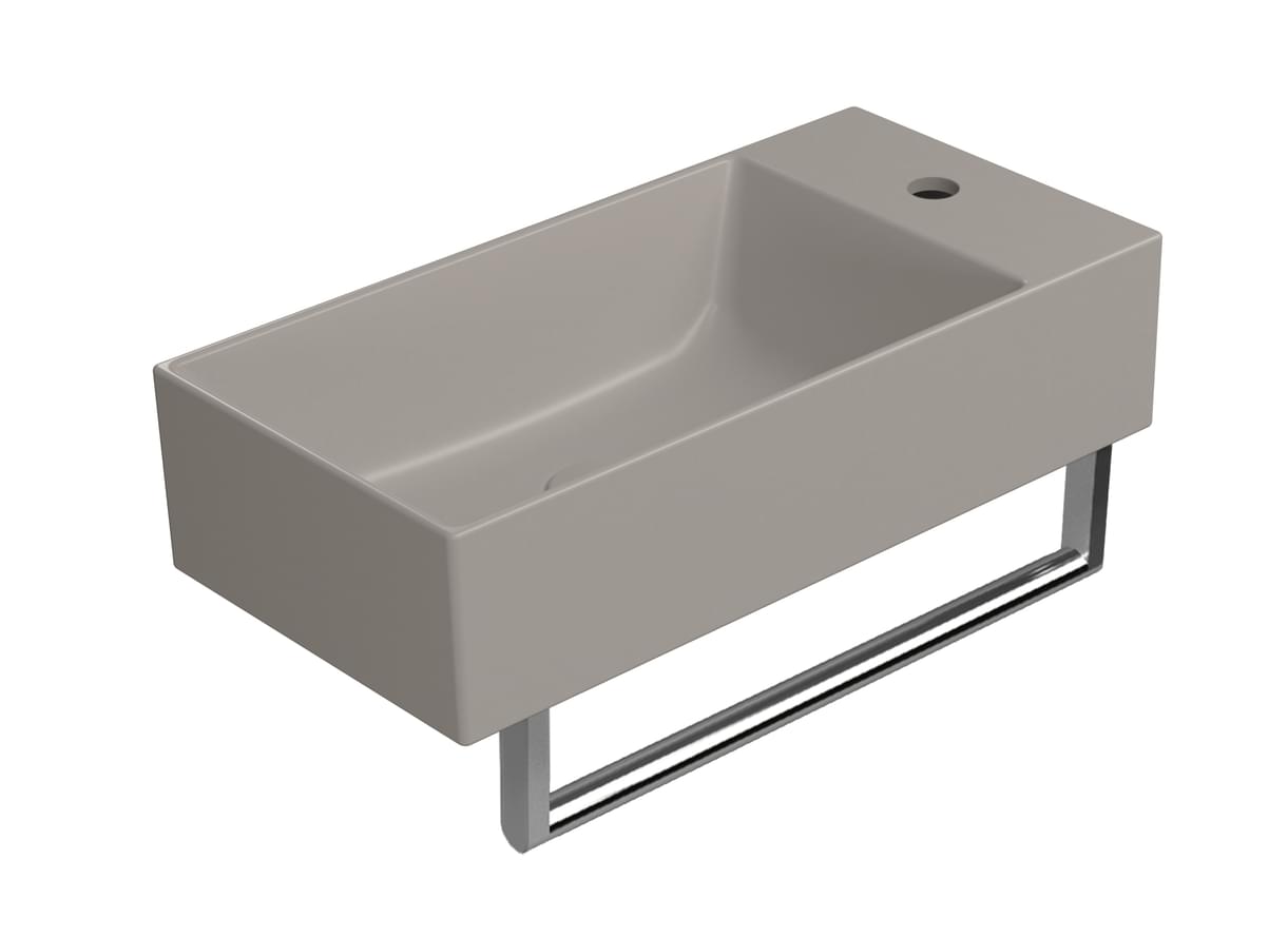 Плитка GSI Kube X Раковина накладная/подвесная KUBE X 500x250x120 мм с отверстием под смеситель справа/слева серый беж матовый  поверхность матовая