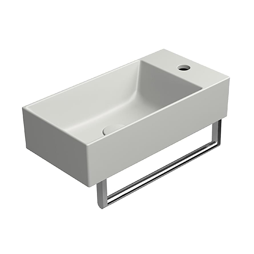 Плитка GSI Kube X Раковина накладная/подвесная KUBE X 500x250x120 мм с отверстием под смеситель справа/слева серый матовый  поверхность матовая