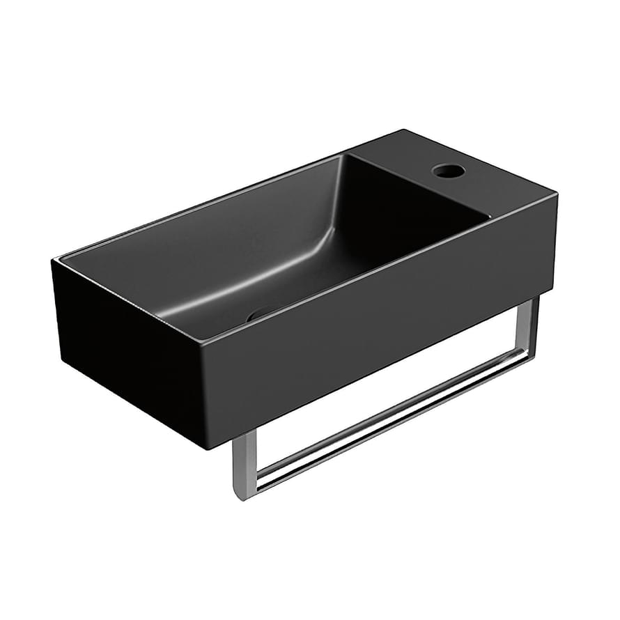 Плитка GSI Kube X Раковина накладная/подвесная KUBE X 500x250x120 мм с отверстием под смеситель справа/слева черный матовый  поверхность матовая