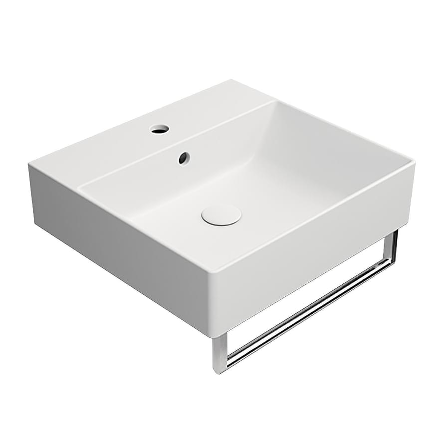 Плитка GSI Kube X Раковина накладная/подвесная KUBE X 500x470x160 мм с отверстием под смеситель белый матовый  поверхность матовая