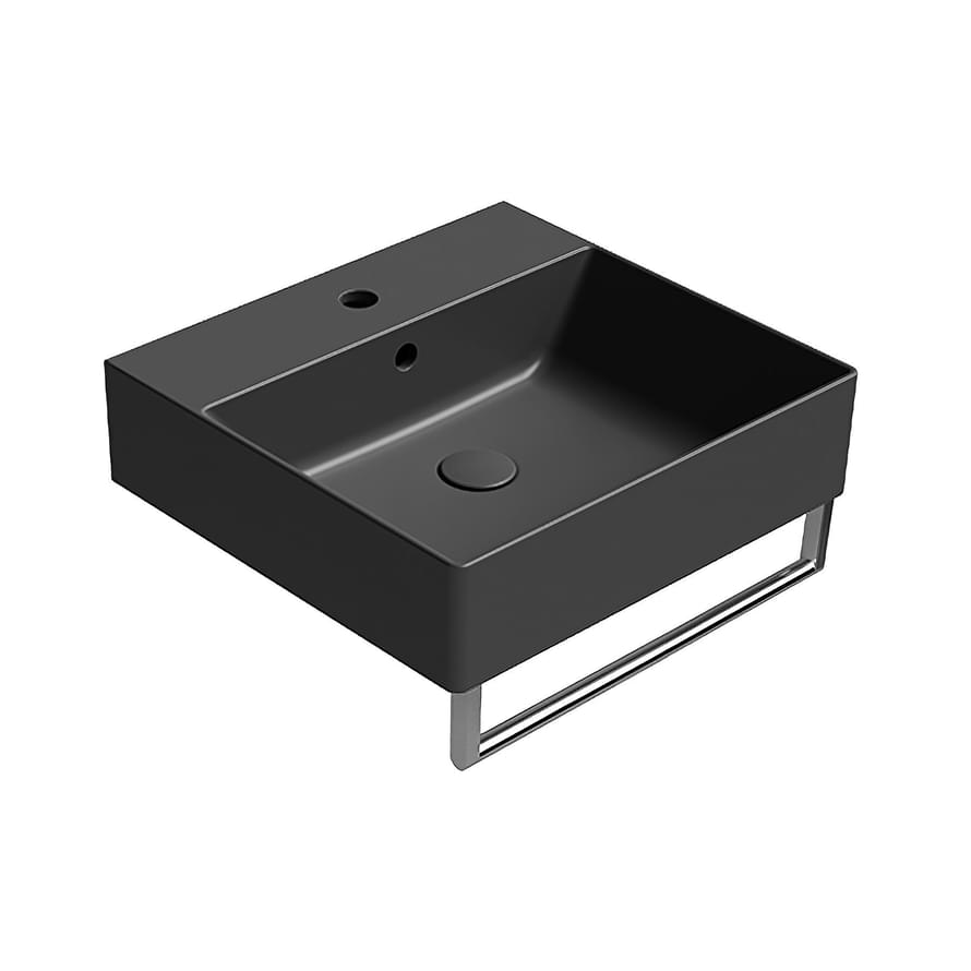 Плитка GSI Kube X Раковина накладная/подвесная KUBE X 500x470x160 мм с отверстием под смеситель черный матовый  поверхность матовая