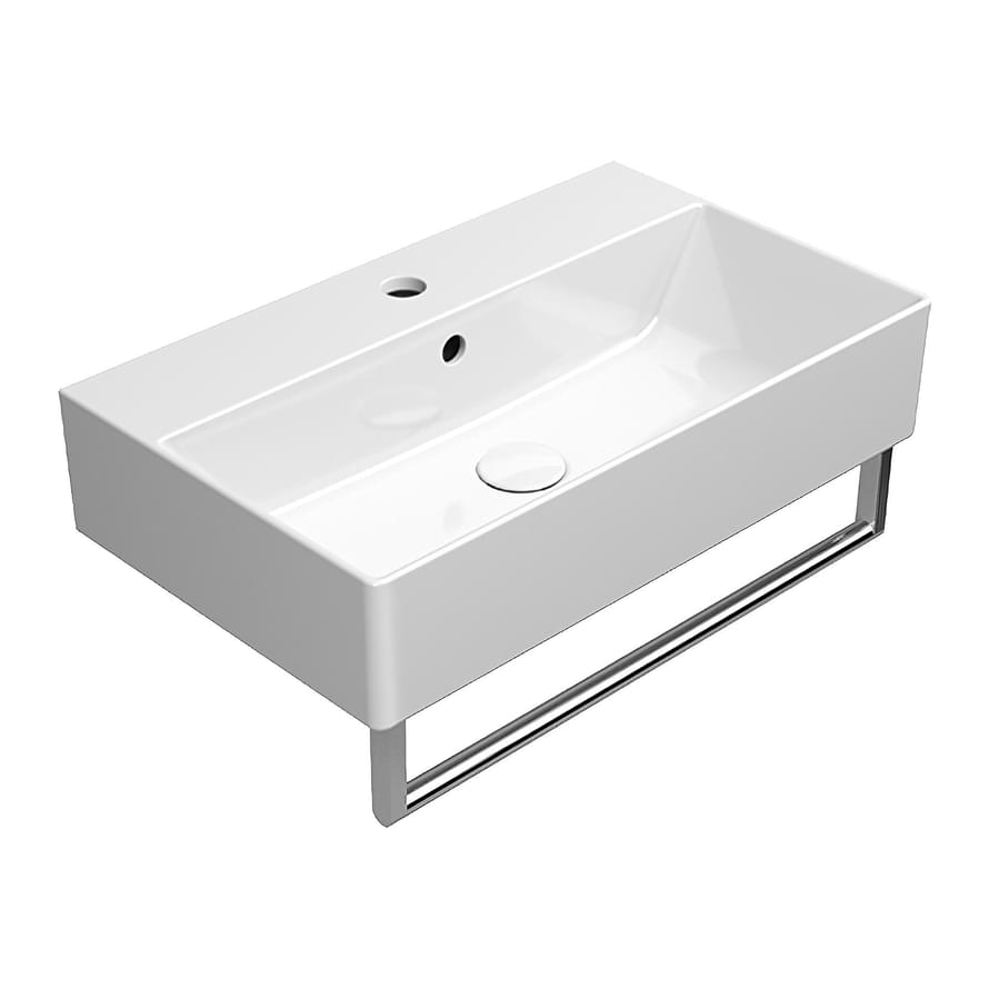 Плитка GSI Kube X Раковина накладная/подвесная KUBE X 600x370x160 мм с отверстием под смеситель белый  поверхность глянец