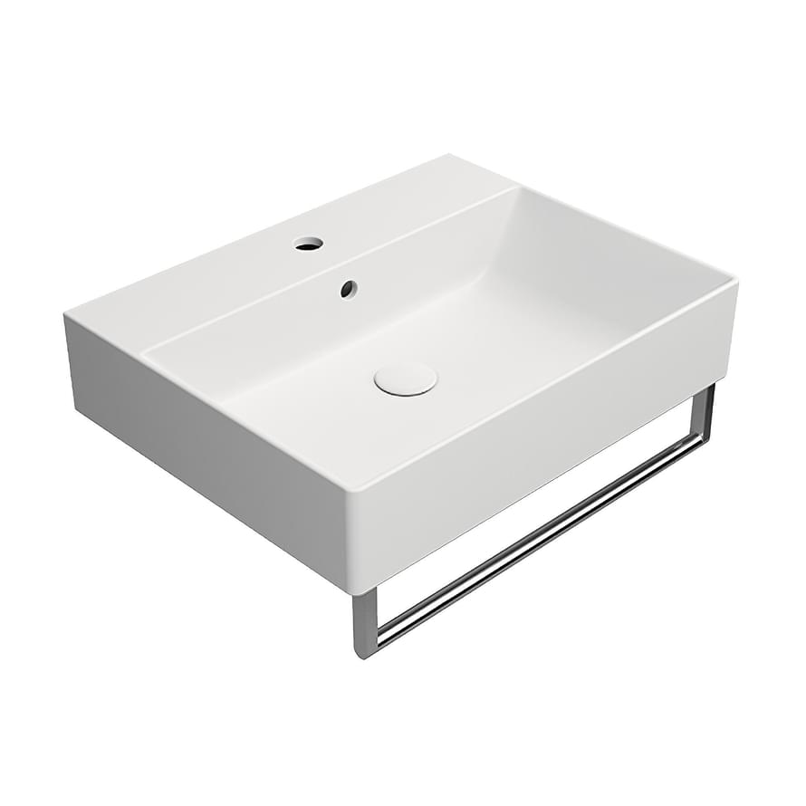 Плитка GSI Kube X Раковина накладная/подвесная KUBE X 600x470x160 мм с отверстием под смеситель белый матовый  поверхность матовая