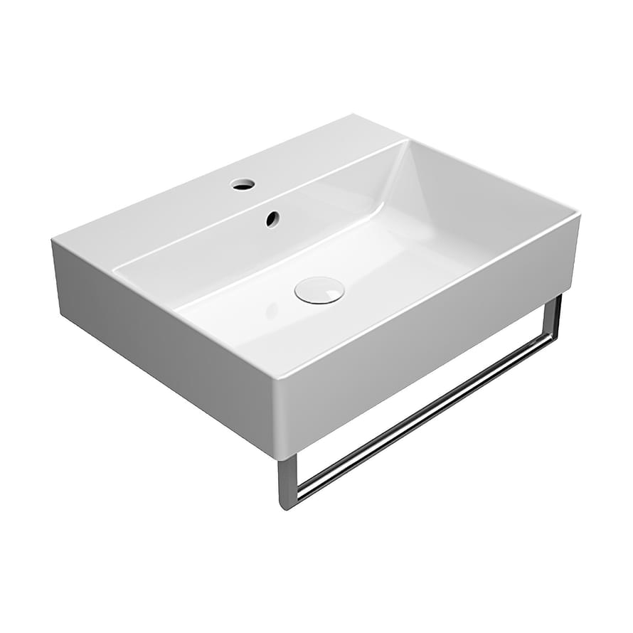 Плитка GSI Kube X Раковина накладная/подвесная KUBE X 600x470x160 мм с отверстием под смеситель белый  поверхность глянец