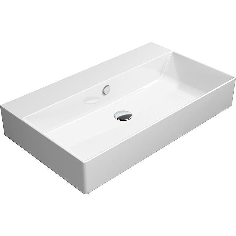 Плитка GSI Kube X Раковина накладная/подвесная KUBE X 800x470x160 мм без отверстия под смеситель белый  поверхность глянец