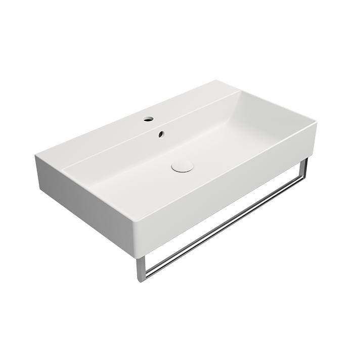 Плитка GSI Kube X Раковина накладная/подвесная KUBE X 800x470x160 мм с отверстием под смеситель белый матовый  поверхность матовая