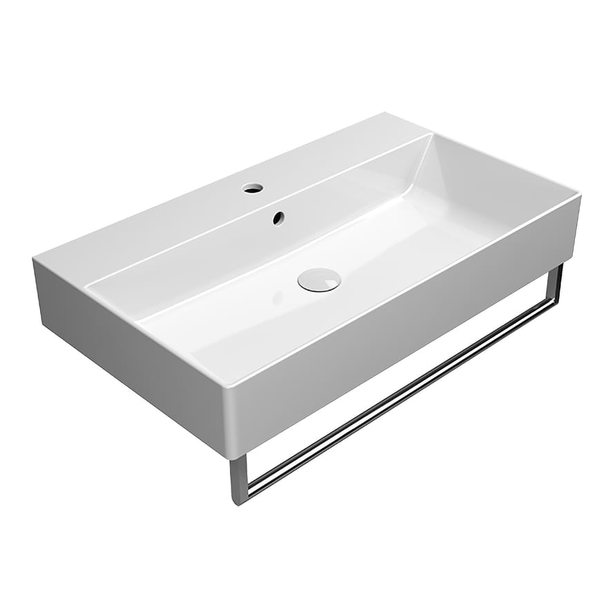 Плитка GSI Kube X Раковина накладная/подвесная KUBE X 800x470x160 мм с отверстием под смеситель белый  поверхность глянец