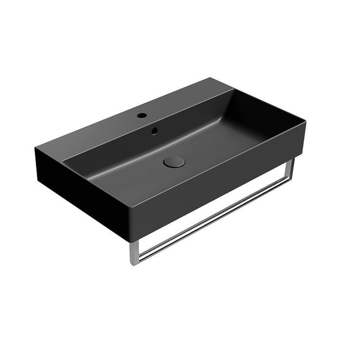 Плитка GSI Kube X Раковина накладная/подвесная KUBE X 800x470x160 мм с отверстием под смеситель черный матовый  поверхность матовая