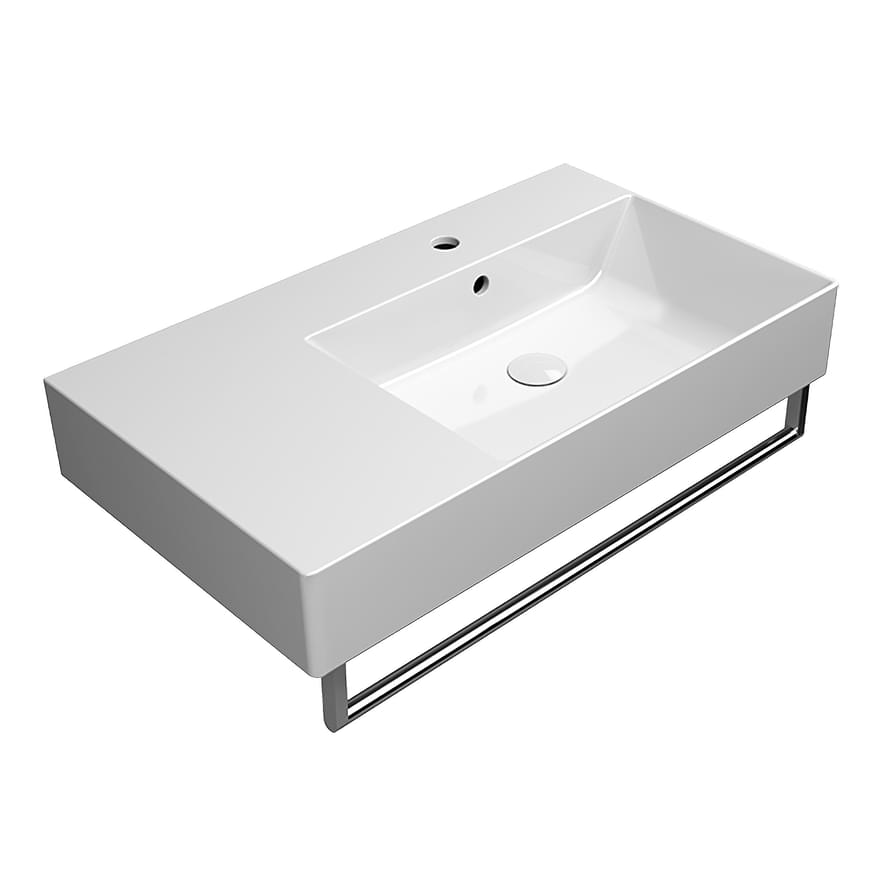 Плитка GSI Kube X Раковина накладная/подвесная KUBE X 800x470x160 мм чаша справа с отверстием под смеситель белый  поверхность глянец