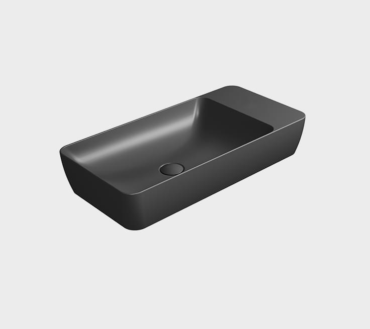 Плитка GSI Modo Раковина накладная MODO 700x350x130 мм черный матовый  поверхность матовая, рельефная