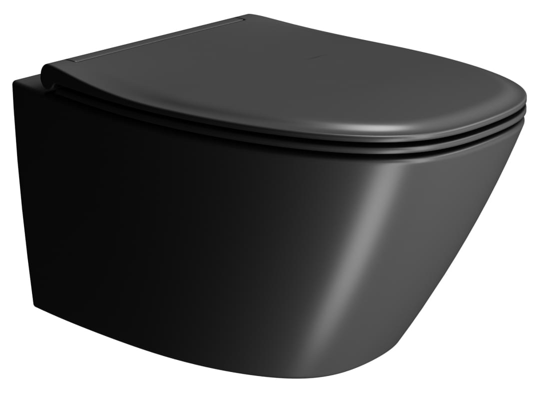 Плитка GSI Modo Унитаз подвесной MODO+ Swirlflush с креплением без сиденья черный матовый  поверхность матовая