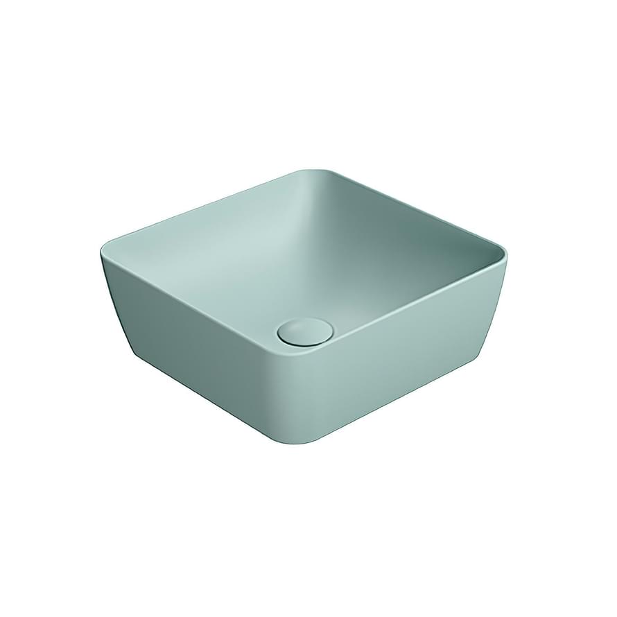 Плитка GSI Nubes Раковина накладная NUBES квадратная 380x380x140 мм голубой матовый  поверхность матовая