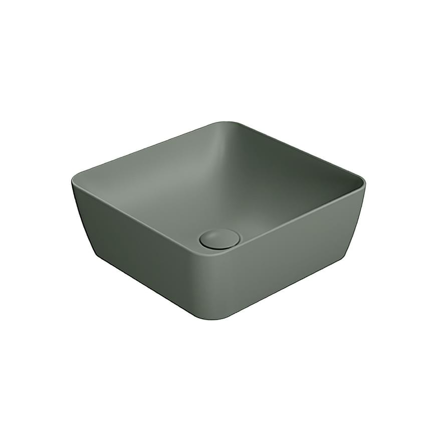 Плитка GSI Nubes Раковина накладная NUBES квадратная 380x380x140 мм зеленый матовый  поверхность матовая