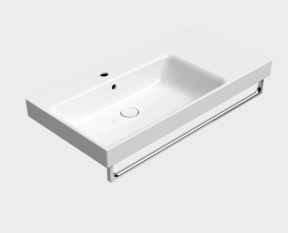 Плитка GSI Nubes Раковина накладная/подвесная NUBES 1000x500x190 мм чаша слева с отверстием под смеситель белый  поверхность глянец