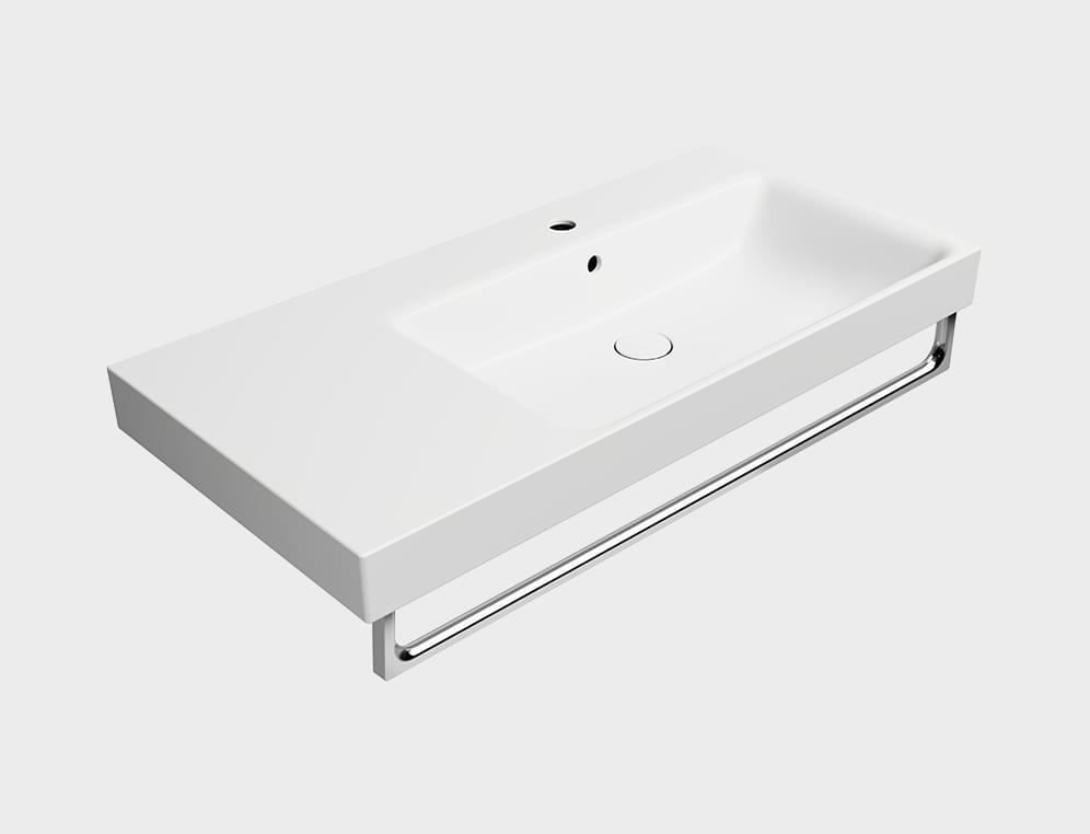 Плитка GSI Nubes Раковина накладная/подвесная NUBES 1000x500x190 мм чаша справа с отверстием под смеситель белый матовый  поверхность матовая