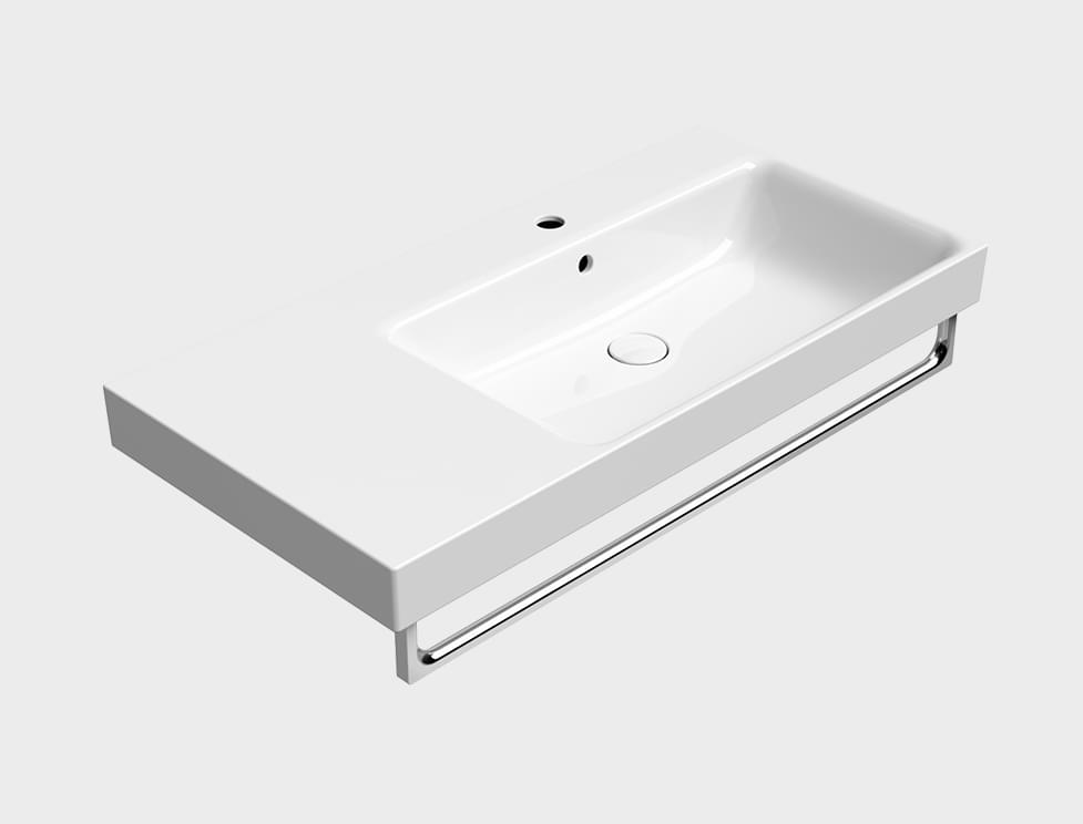Плитка GSI Nubes Раковина накладная/подвесная NUBES 1000x500x190 мм чаша справа с отверстием под смеситель белый  поверхность глянец