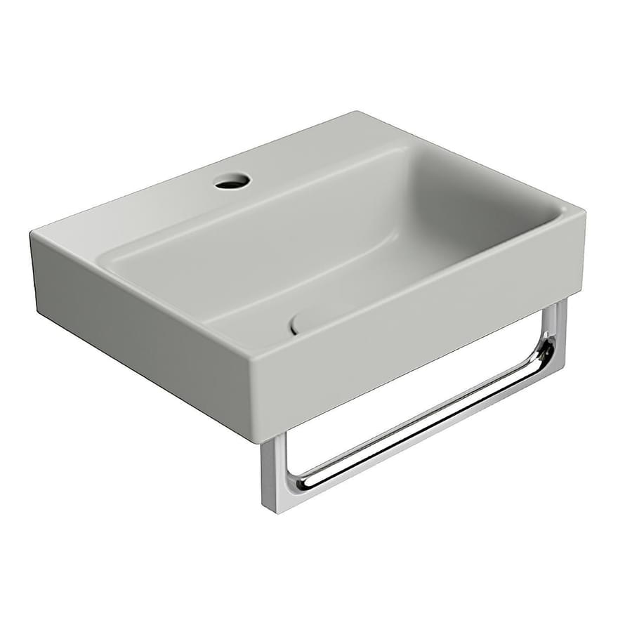 Плитка GSI Nubes Раковина накладная/подвесная NUBES 400x320x160 мм с отверстием под смеситель справа/слева серый матовый  поверхность матовая