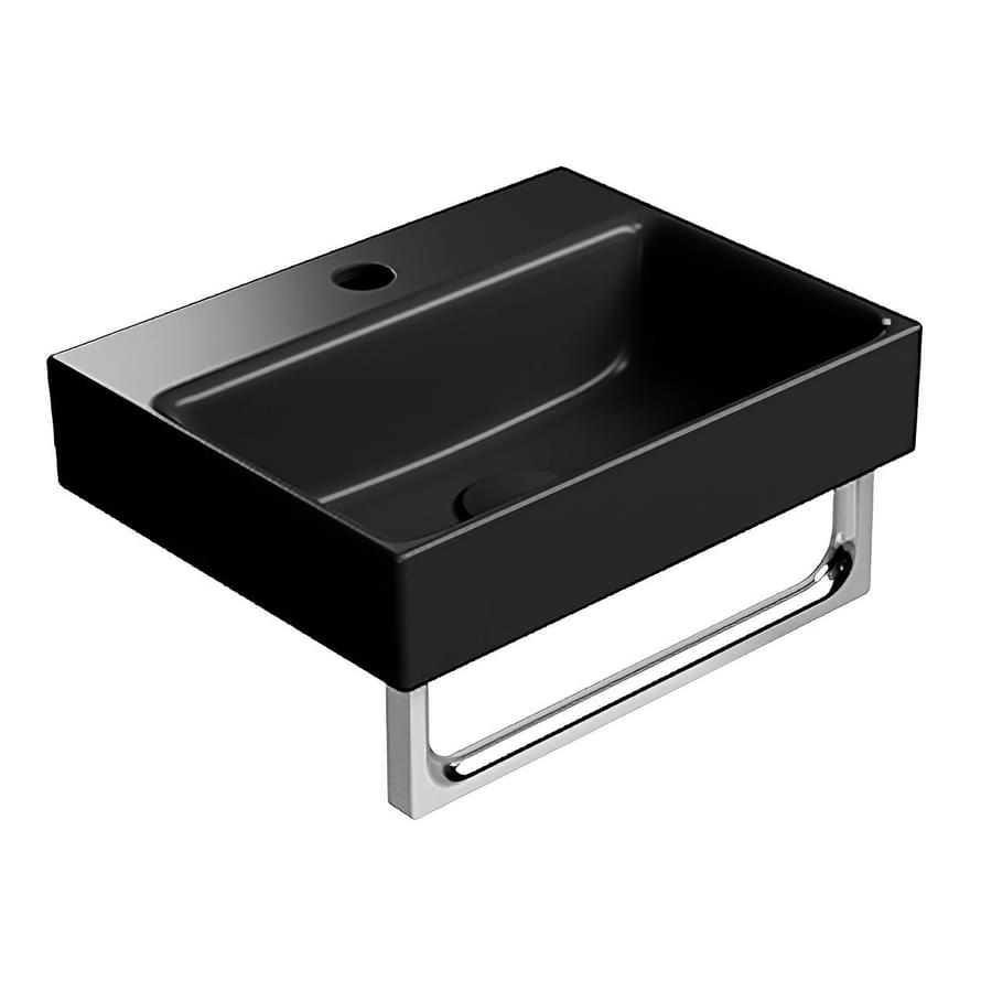 Плитка GSI Nubes Раковина накладная/подвесная NUBES 400x320x160 мм с отверстием под смеситель справа/слева черный матовый  поверхность матовая