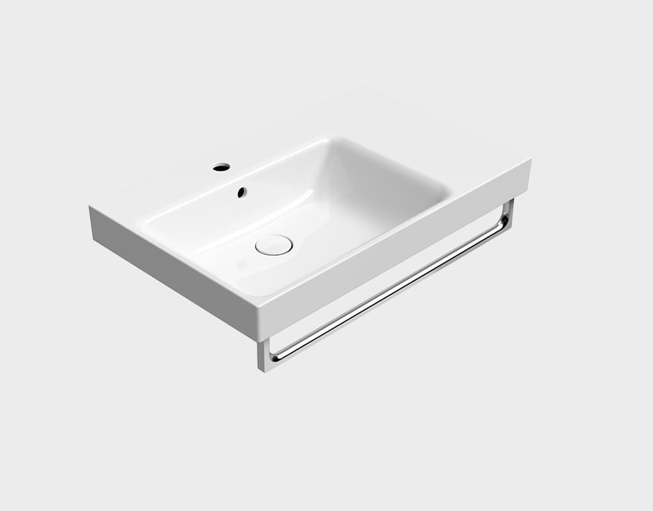 Плитка GSI Nubes Раковина накладная/подвесная NUBES 800x500x190 мм чаша слева с отверстием под смеситель белый  поверхность глянец