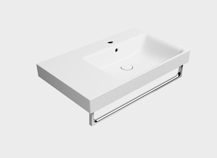 Плитка GSI Nubes Раковина накладная/подвесная NUBES 800x500x190 мм чаша справа с отверстием под смеситель белый матовый  поверхность матовая