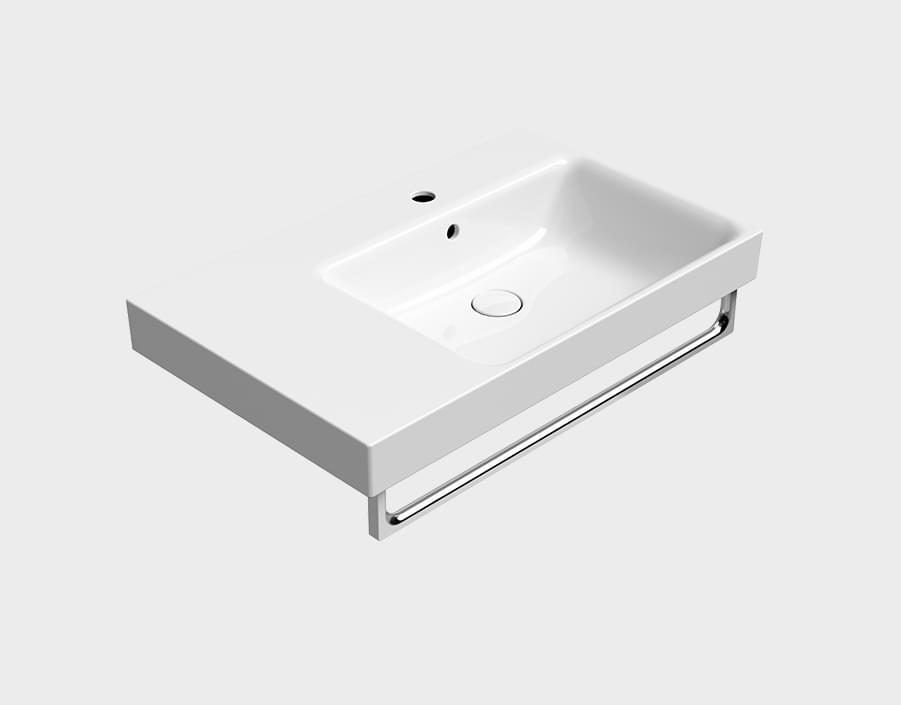 Плитка GSI Nubes Раковина накладная/подвесная NUBES 800x500x190 мм чаша справа с отверстием под смеситель белый  поверхность глянец