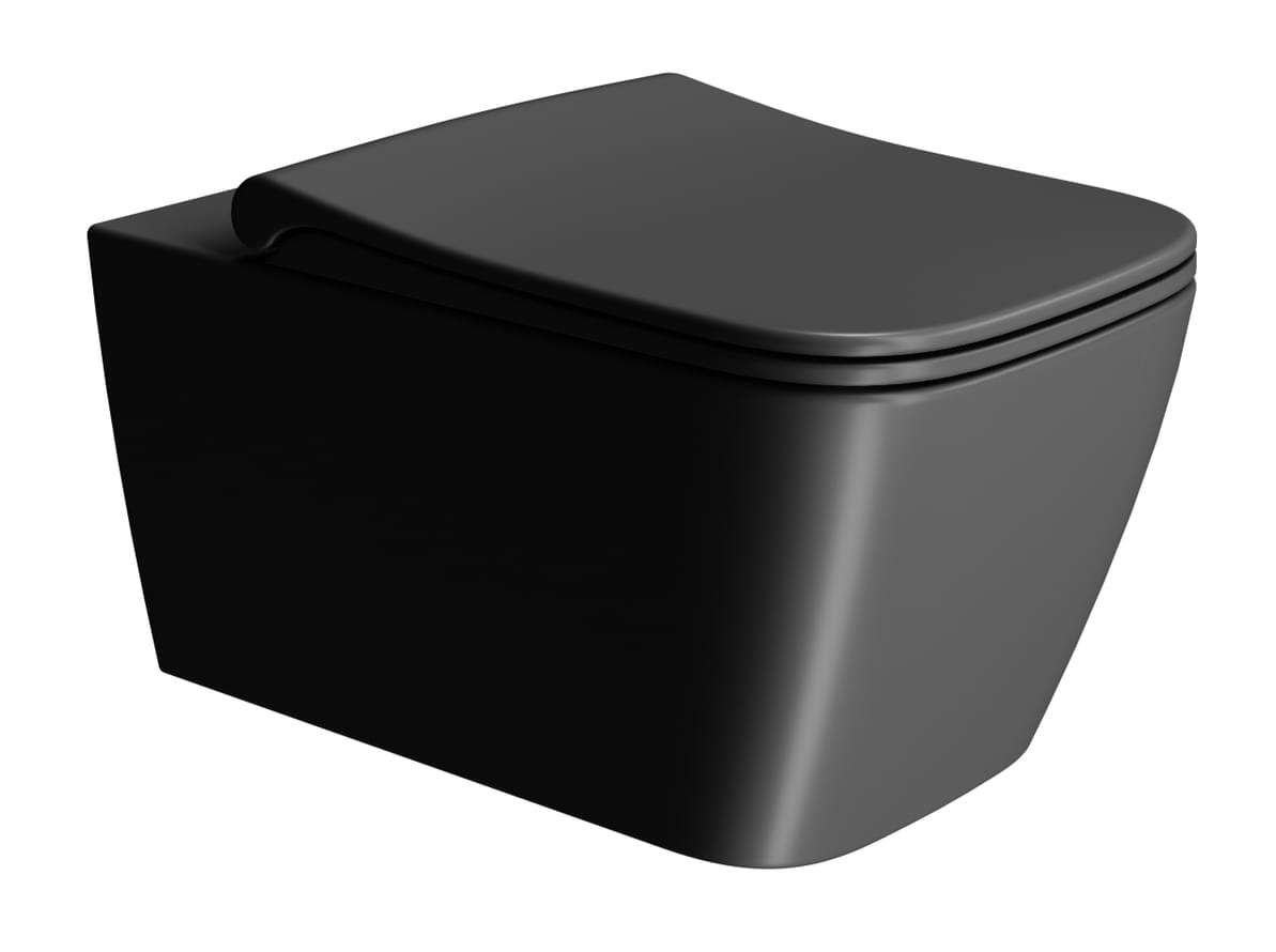 Плитка GSI Nubes Унитаз подвесной NUBES Swirlflush с креплением без сиденья черный матовый  поверхность матовая