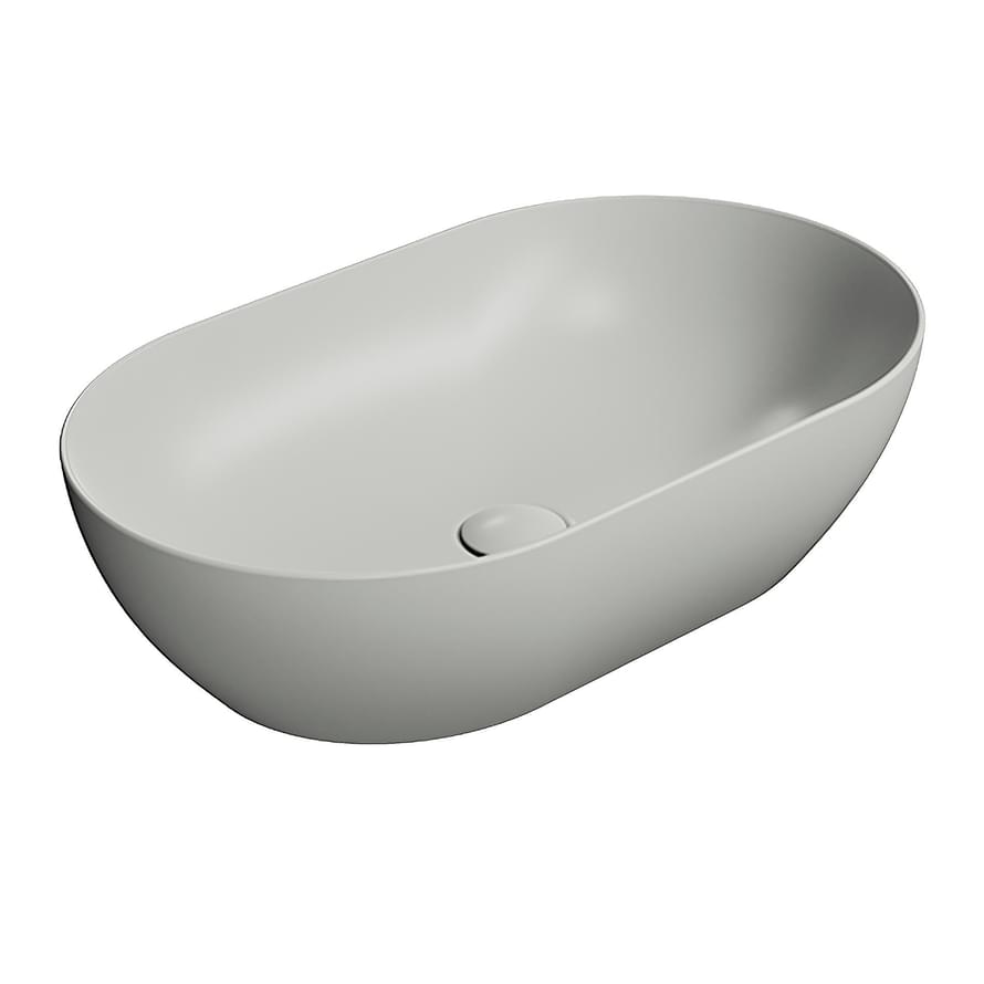 Плитка GSI Pura Раковина накладная PURA 600x370x160 мм серый матовый  поверхность матовая