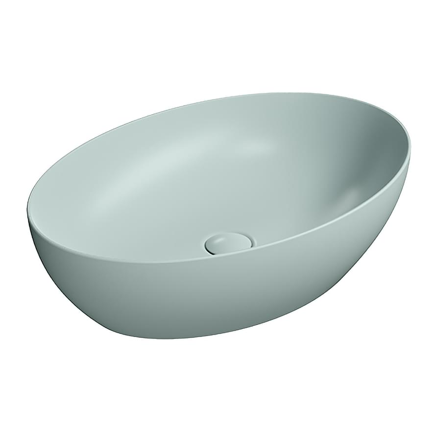 Плитка GSI Pura Раковина накладная PURA 600x420x160 мм голубой матовый  поверхность матовая