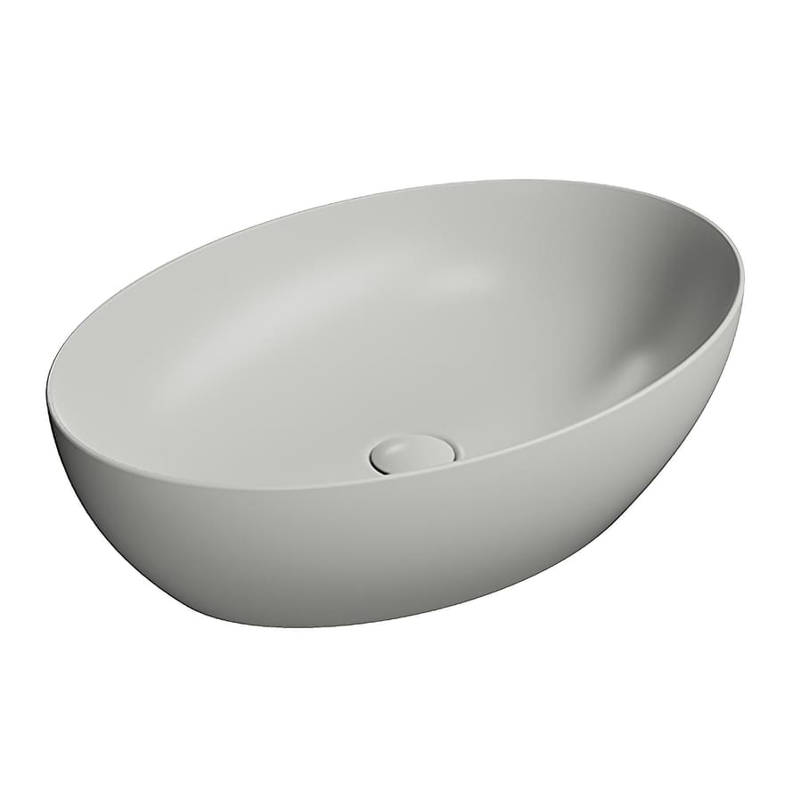 Плитка GSI Pura Раковина накладная PURA 600x420x160 мм серый матовый  поверхность матовая