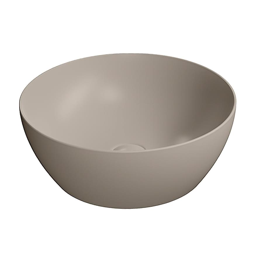 Плитка GSI Pura Раковина накладная PURA круглая 420x420x160 мм серый беж матовый  поверхность матовая