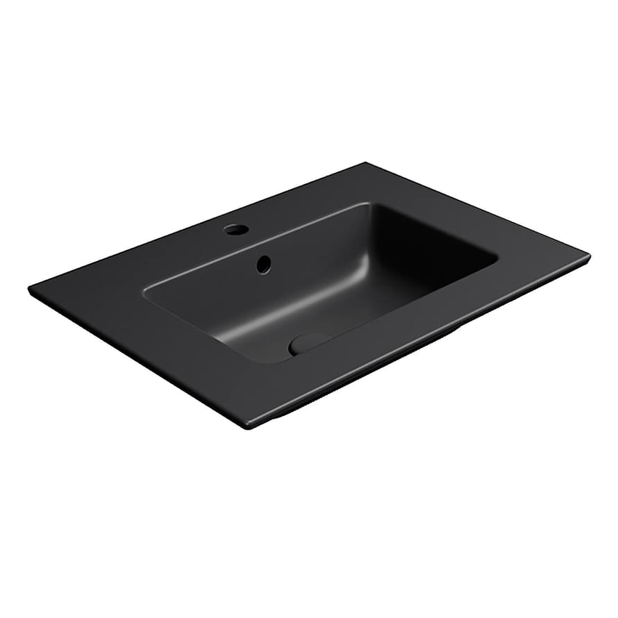 Плитка GSI Pura Раковина подвесная/встраиваемая PURA 626x460x175 мм черный матовый  поверхность матовая