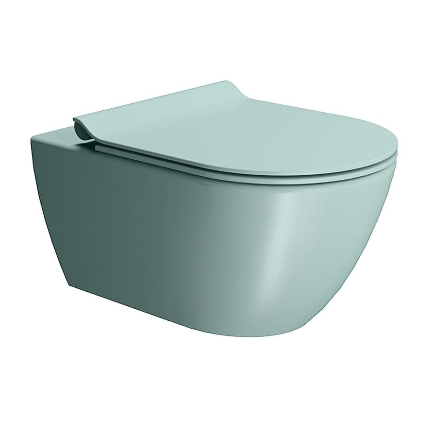 Плитка GSI Pura Унитаз PURA Swirlflush подвесной без сиденья с креплением голубой матовый  поверхность матовая