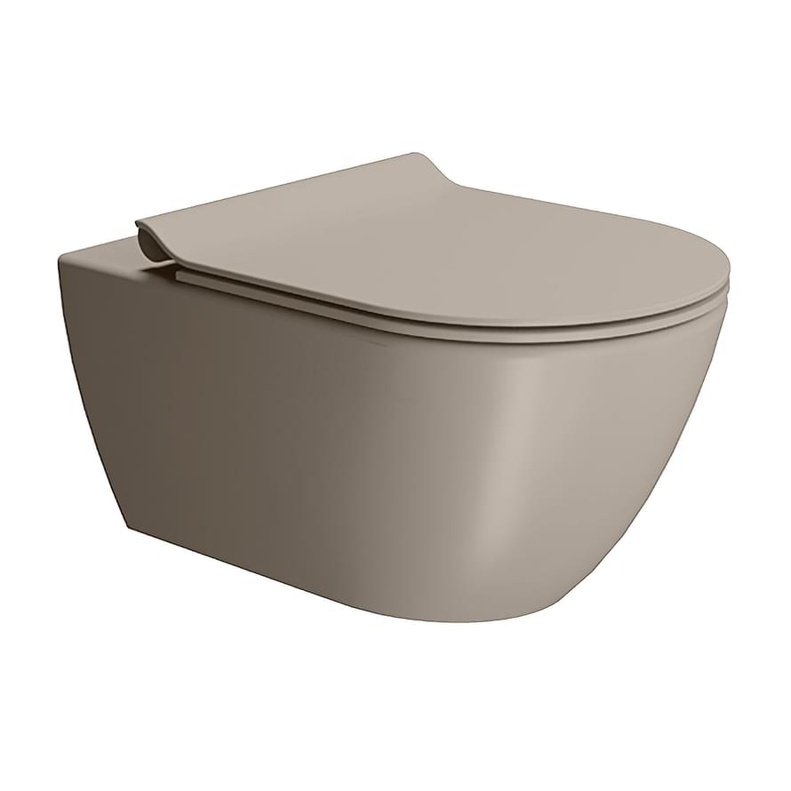 Плитка GSI Pura Унитаз PURA Swirlflush подвесной без сиденья с креплением серый беж матовый  поверхность матовая