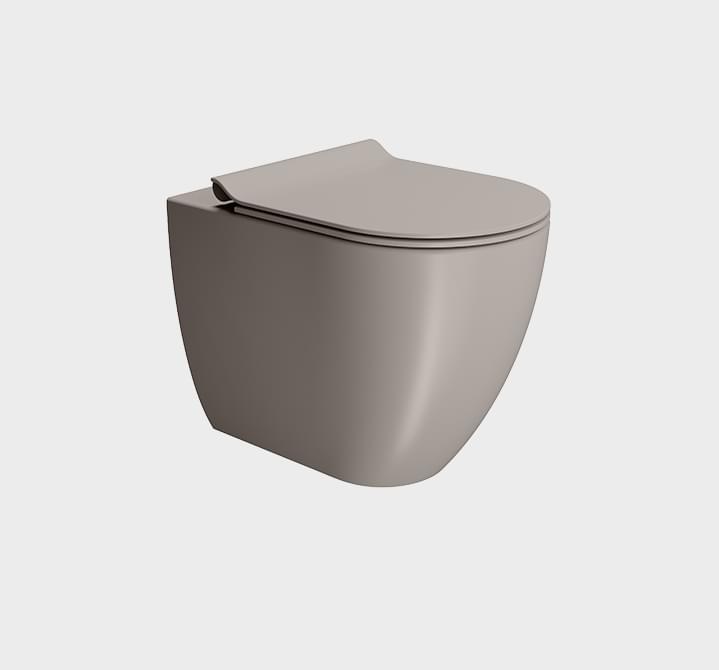 Плитка GSI Pura Унитаз PURA Swirlflush приставной без сиденья с креплением серый беж матовый  поверхность матовая