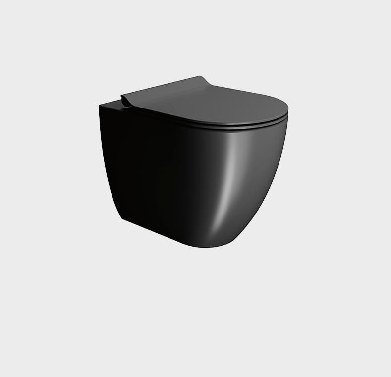 Плитка GSI Pura Унитаз PURA Swirlflush приставной без сиденья с креплением черный матовый  поверхность матовая