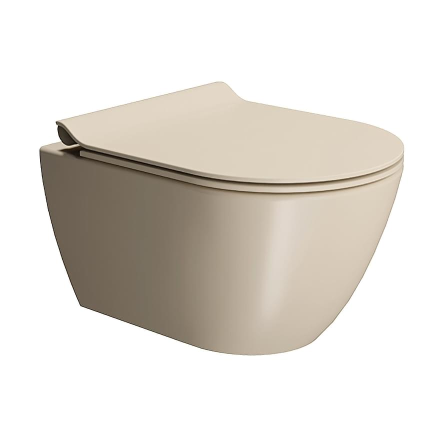 Плитка GSI Pura Унитаз подвесной PURA Swirlflush без сиденья с креплением бежевый матовый  поверхность матовая