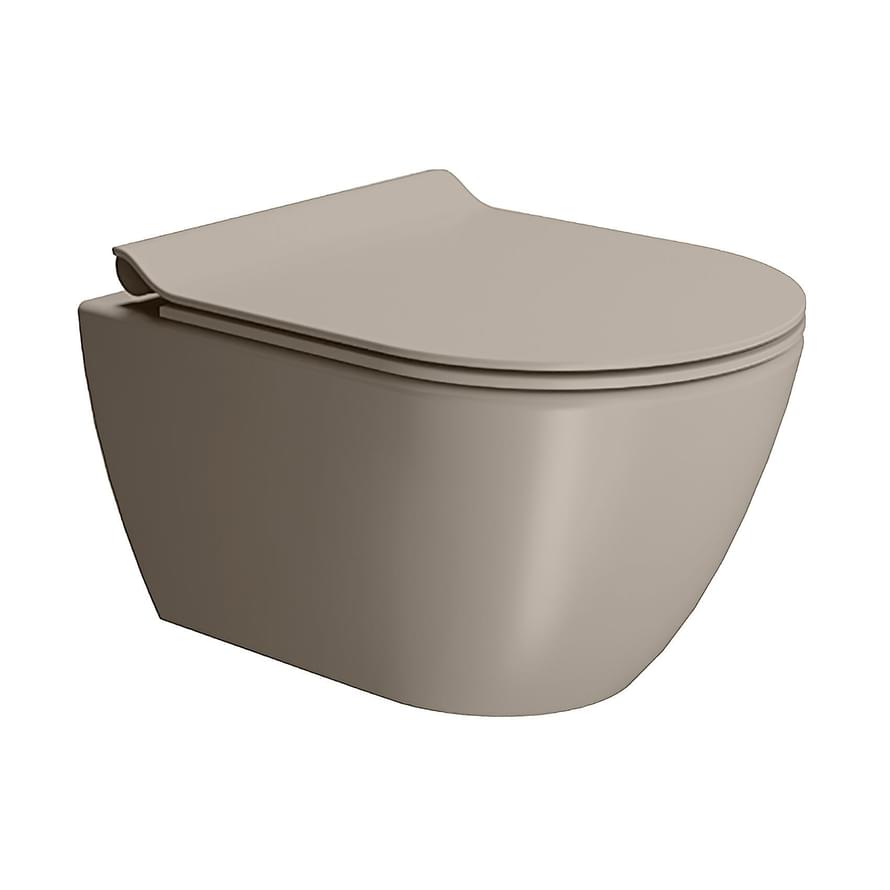 Плитка GSI Pura Унитаз подвесной PURA Swirlflush без сиденья с креплением серый беж матовый  поверхность матовая