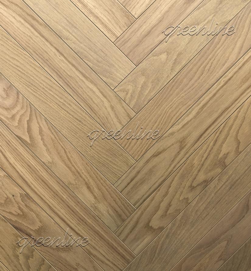 Паркетная доска Greenline Deluxe Гарда Английская Ёлка Натур 11x60 см, поверхность УФ-лак