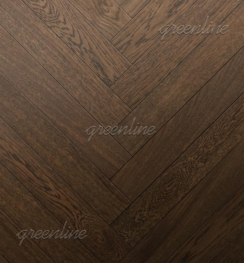 Паркетная доска Greenline Deluxe Кастельон Английская Ёлка Классик 11x60 см, поверхность УФ-лак