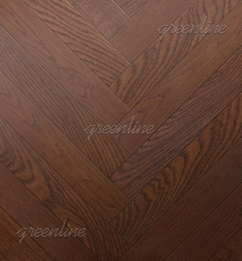 Паркетная доска Greenline Deluxe Парма Английская Ёлка Классик 11x60 см, поверхность УФ-лак