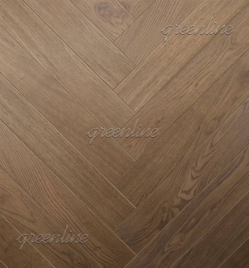 Паркетная доска Greenline Extra Дуб Инсайт Английская Ёлка Классик 10x52 см, поверхность УФ-масло