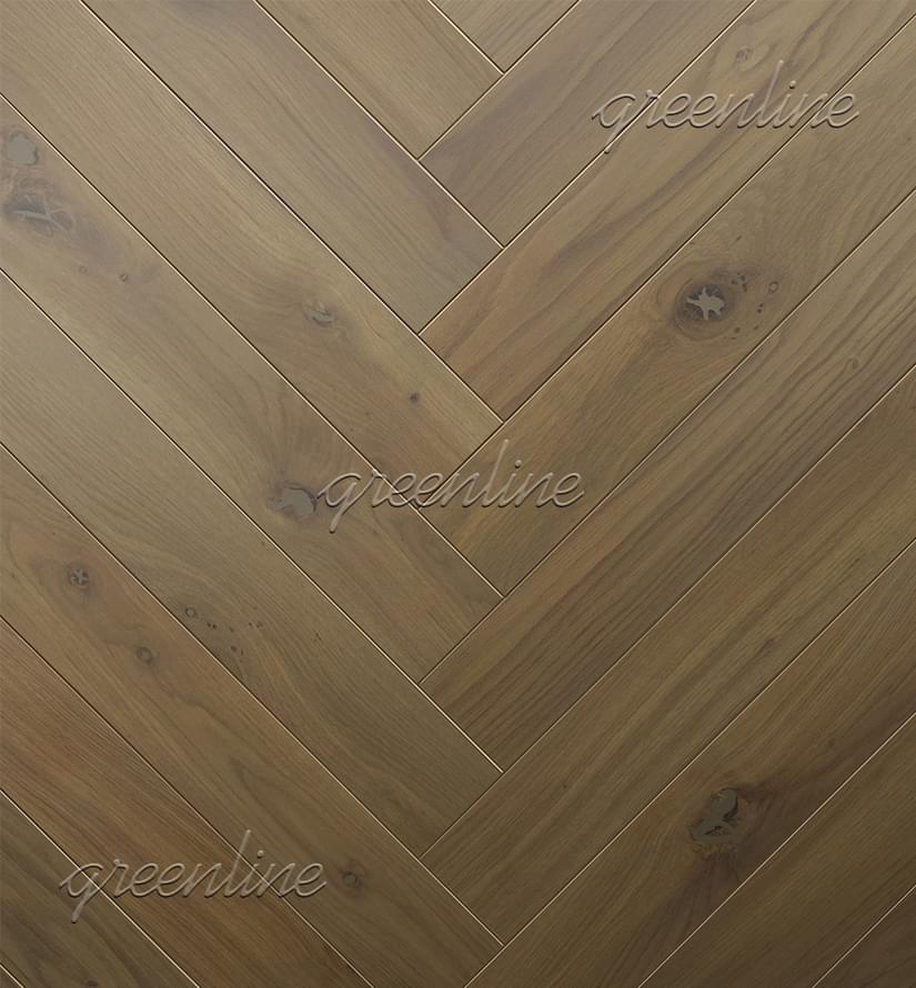Паркетная доска Greenline Extra Дуб Карбон Английская Ёлка Рустик 10x52 см, поверхность УФ-масло