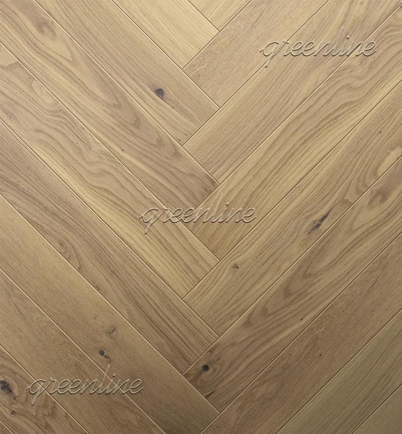 Паркетная доска Greenline Extra Дуб Сенд Английская Ёлка Рустик 10x52 см, поверхность УФ-масло