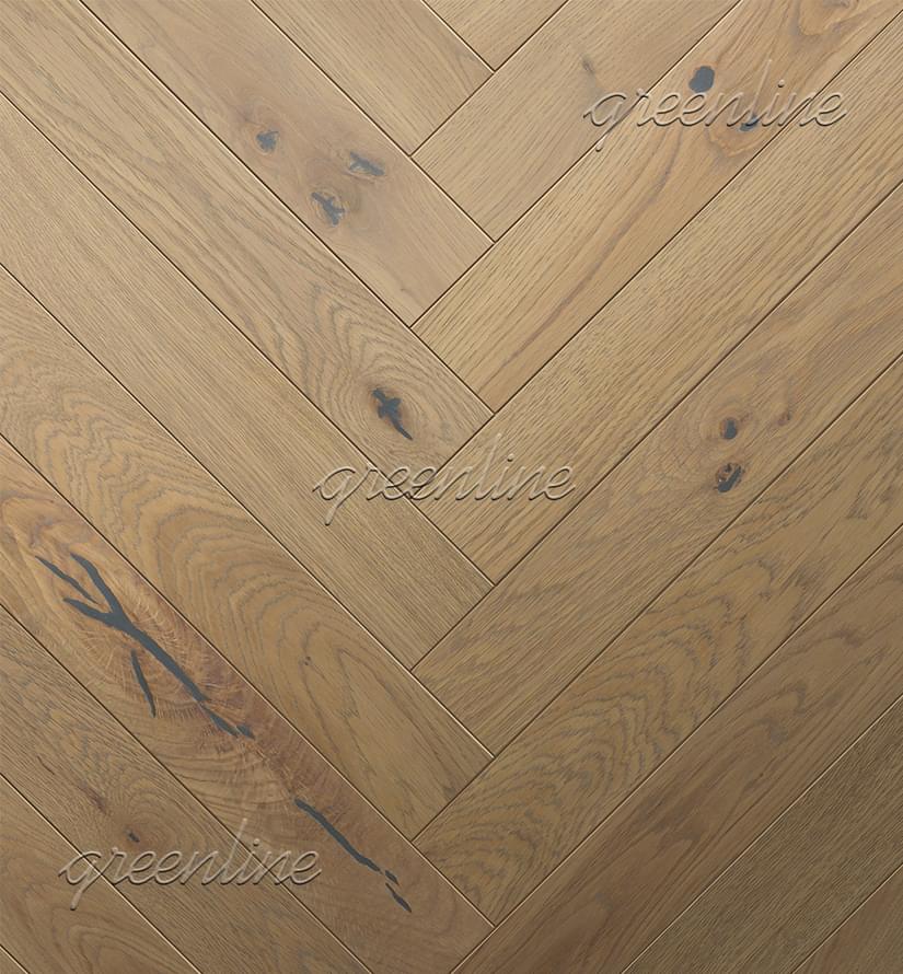 Паркетная доска Greenline Extra Дуб Сенс Английская Ёлка Рустик 12.7x52 см, поверхность УФ-масло