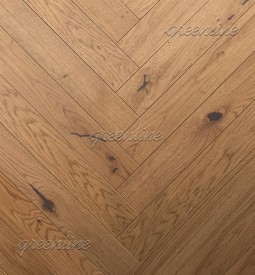 Паркетная доска Greenline Next Дуб Концепт Английская Ёлка Рустик 12.7x60 см, поверхность УФ-масло