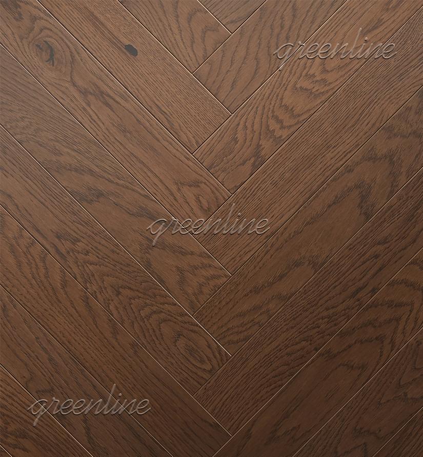 Паркетная доска Greenline Next Дуб Триумф Английская Ёлка Рустик 12.7x60 см, поверхность УФ-масло