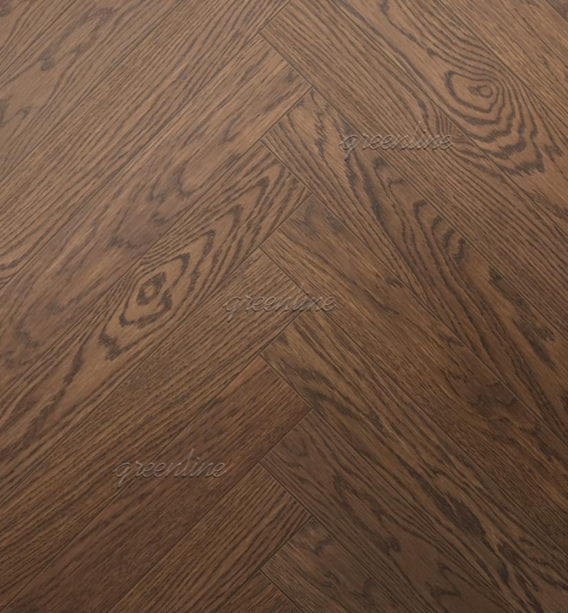 Паркетная доска Greenline Ultima Дуб Нейтрон Натур Английская Елка Натур 11x60 см, поверхность матовый лак