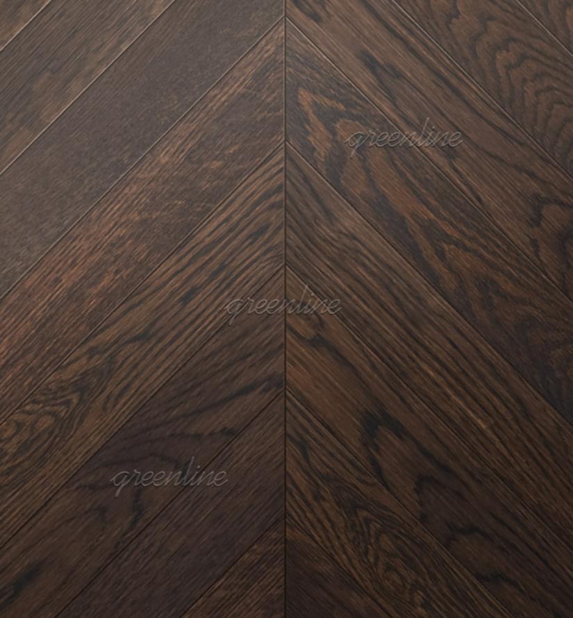 Паркетная доска Greenline Ultima Дуб Эбони Французская Елка Классик 11x59 см, поверхность матовый лак