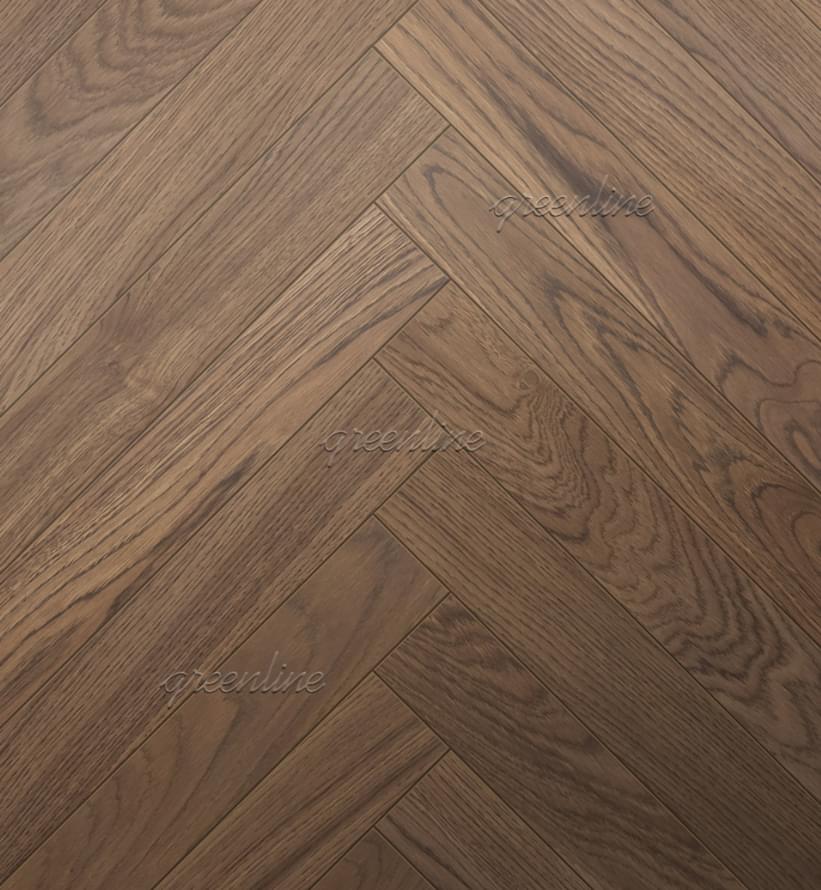 Паркетная доска Greenline Ultima Дуб Эволюшн Натур Английская Елка Натур 13x60 см, поверхность матовый лак