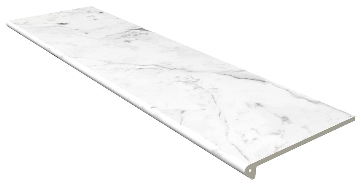 Gres De Aragon Marble Ступень фронтальная Smooth Round Carrara Blanco 31.5x120